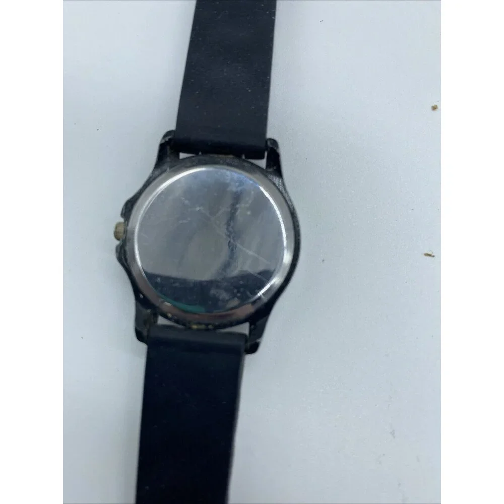 Geneva Wristwatch Women’s Rhinestones Encircled Face Black Silicone Band Classic